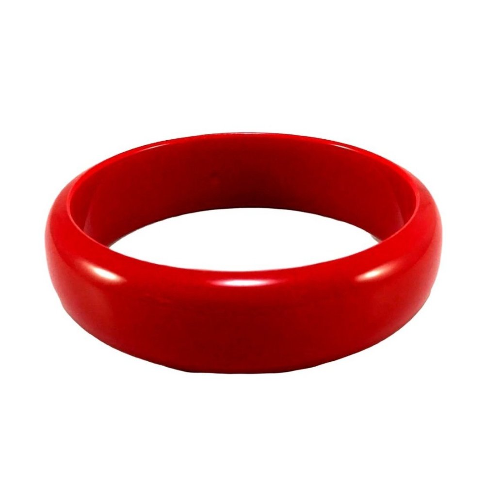 Vintage Cherry Red Color Spot Lucite Bangle Bracelet - Picture 2 of 5
